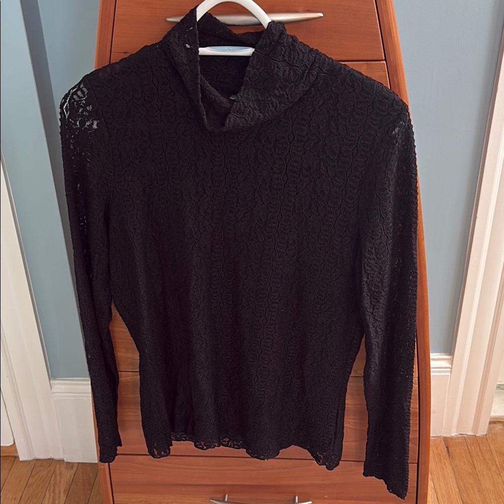 J. Jill Stretch Black Lace Turtleneck